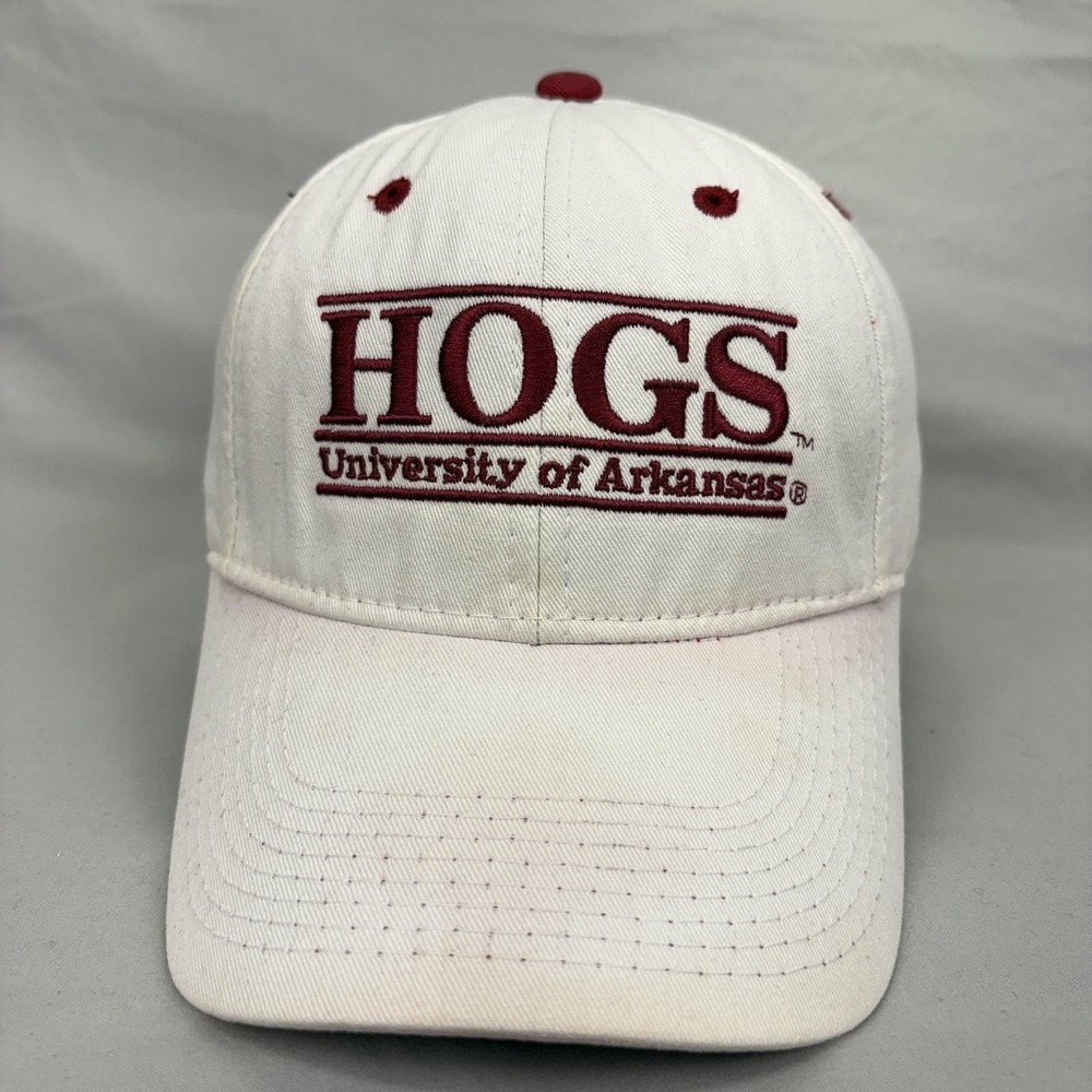 The Game Arkansas Razorbacks Hogs Hat Mens OSFM White Snapback Cap 1733